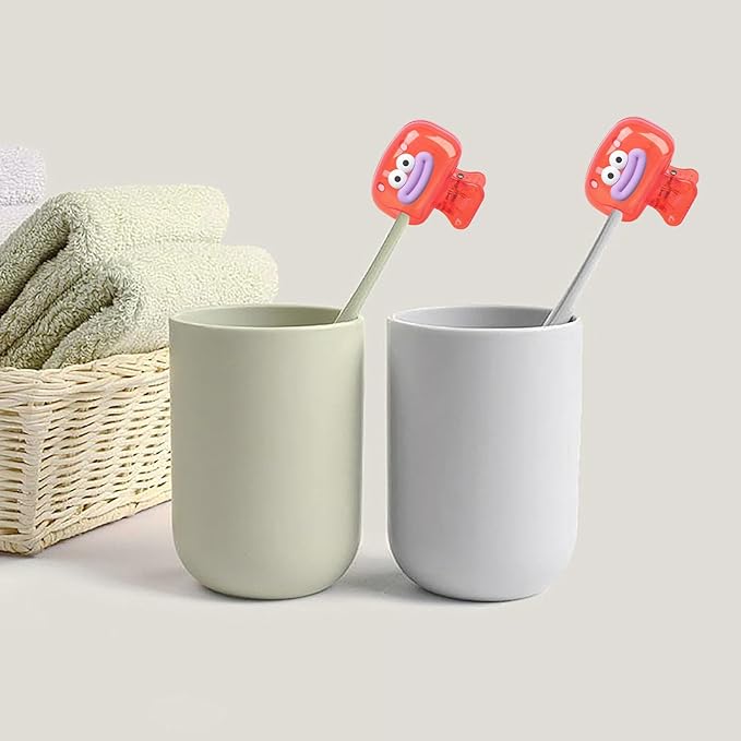 Upgrade Travel Toothbrush Head Covers Toothbrush Protector Cap Brush Pod Case Protective Portable Plastic Clip for Household Travel, Bathroom, School, Camping, Business (M, 4 Pack)