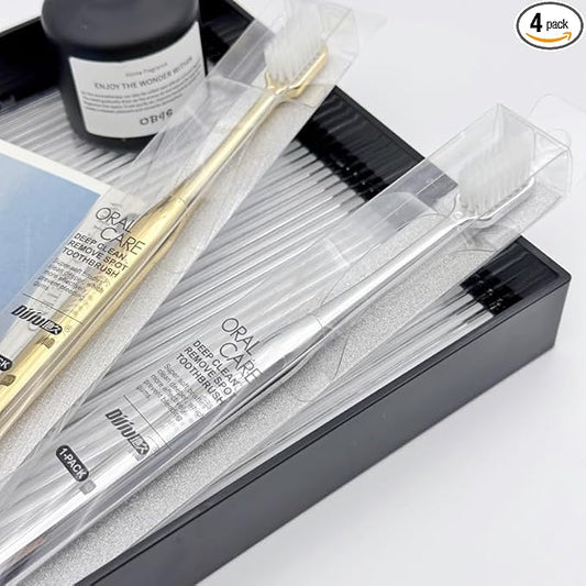 Premium Gold-Plated Toothbrush with Bamboo Charcoal Bristles, Soft Dental Care for Adults, Luxury Oral Hygiene (Set 3)