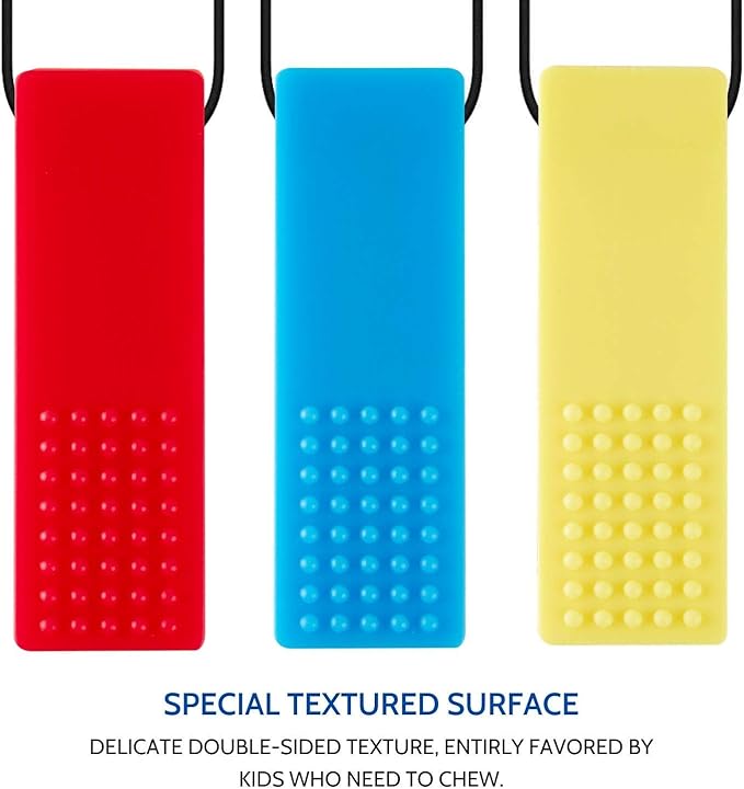 Promax 3 Pack Sensory Chew Necklaces for Kids Toddlers with Autism ADHD,Biting Needs,Oral Motor Chewy Stick,Silicone Teether Toys for Autistic Chewers,Gum-Friendly
