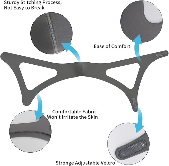 Anti Snoring Chin Strap for Men and Women, Comfortable Chin Strap for Cpap Users, Adjustable Stop Snoring Chin Strap Snoring Solution Chin Strap Prevent Snoring (Gray- Upgraded for Big/Large Face)