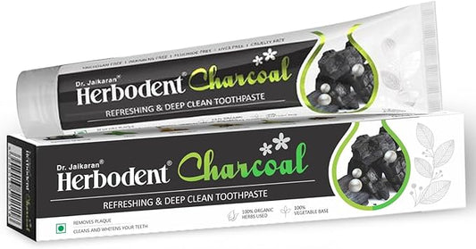 Herbodent® Charcoal Toothpaste - 6.53 Oz Pack of 1 | Whitens Teeth & Fresh Breath | No Bleach, No Fluoride | Activated Bamboo Charcoal & Organic Herbs -Wheat Germ Oil, Thyme Oil, Clove Oil