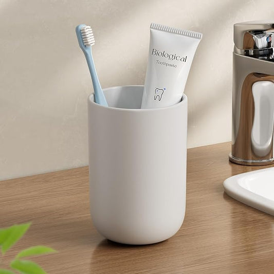 Toothbrush Cup 10.5oz Reusable Unbreakable Bathroom Tumbler 2 PCS, Easy to Clean Plastic Bathroom Cup Toothbrush Holder for Bathroom Counter Organizer