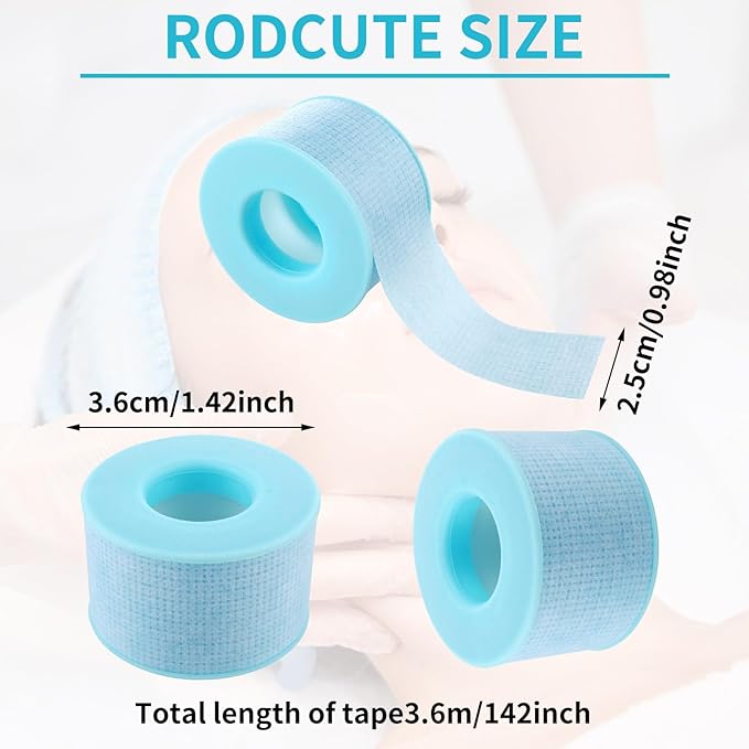 Thinp 2 Rolls Silicone Sensitive Skin Tape Waterproof Medical Reusable Adhesive Blue Silicone Tape for Wound Care Mouth Tape for Sleeping Eyelash Tape(0.98Inch X 3.9 Yards)