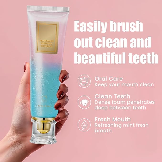 Hotlock Niacinamide Whitening Toothpaste - Brightening, Stain Removal, Freshening Breath Whitens Teeth, Protects Tooth Enamel, Freshens Breath 24 Hours 3.53oz.