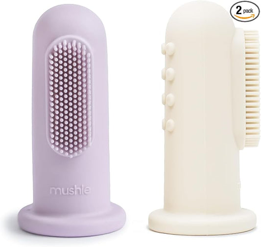 mushie Baby Finger Toothbrush (Soft Lilac/Ivory) 2-Pack