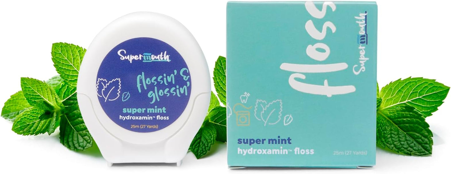 SuperMouth Fluoride-Free Floss – Expanding Floss for Plaque Removal & Enamel Support – Gentle Formula for Kids, Adults & Pregnant Women– Nano-Hydroxyapatite + Vitamins D3 & K2 – 4 Delicious Flavors