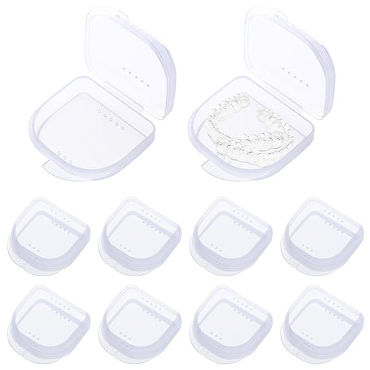 10 Pack Retainer Case,Dental Retainer Box with Vent Holes,Multicolor Storage Container for Aligner Mouth Guard Denture Box (Transparent)