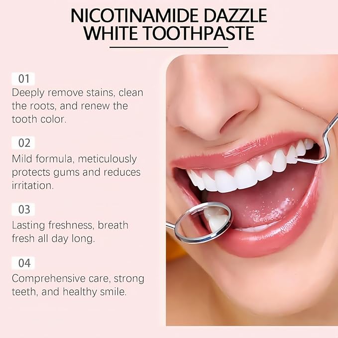 Niacinamide Whitening Toothpaste,Remove Tooth Stains,Improves Gum Health Fresh Breath 3.53 oz/ 100g (1)