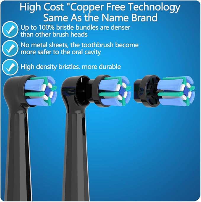 8 Pack Replacement Heads Compatible with Oral B iO Toothbrushes, Brush Heads for Oral-B iO 2/3/4/5/6/7/8/9/10/7G Series, with Covers, Black