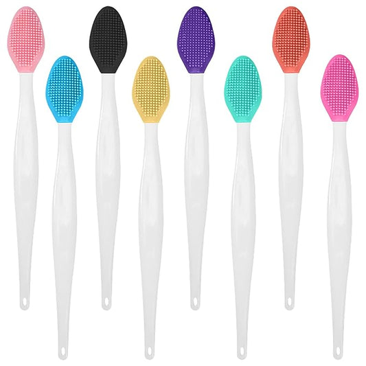 48 Pcs Lip Scrub Brush, Silicone Double Sided Lip Exfoliator Brush for Men Women lightening dark lips Smoother Fuller Lip Appearance - 8 Colors