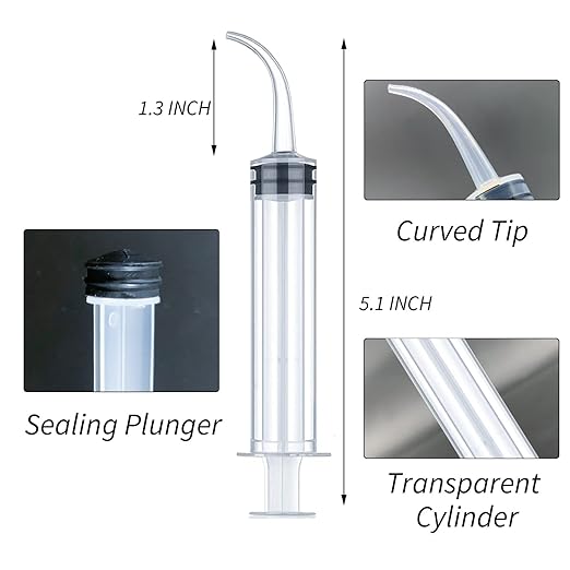 Wisdom Teeth Syringe, 50 Pack Dental Irrigation Curved Syringes for Dental Care Liquid Oral Tonsil Stone TMJ Chin Pain Relief Recovery Dentist Implant Clean Feeding Water
