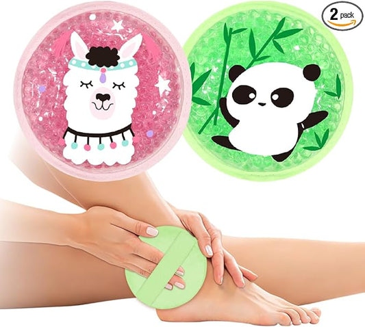 Gel Ice Pack for Injuries 2 Packs Cute Reusable Hot Cold Gel Packs for Fever Pain Relief Wisdom Teeth First Aid and Neck Head Arms Legs Knee Ankle