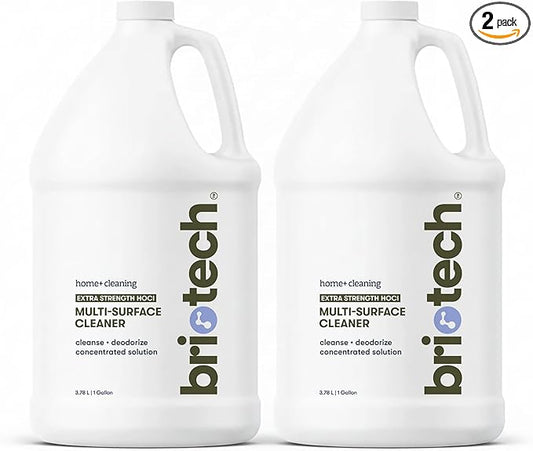 BRIOTECH Extra Strength HOCl Cleaner, 500 PPM Hypochlorous Acid Concentrate, ULV Foggers & Humidifiers, Professional Deodorizer for Dental, Offices, Schools, Homes, Peroxide Free, 1 Gallon (2 Pack)