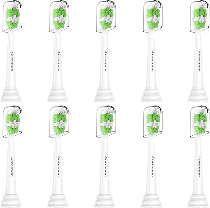 Aoremon Replacement Heads for Philips Sonicare Toothbrush Heads - Compatible with Phillips Sonicare W HX6062/65 & All Snap-on Electric Toothbrush Models, White Pack of 10