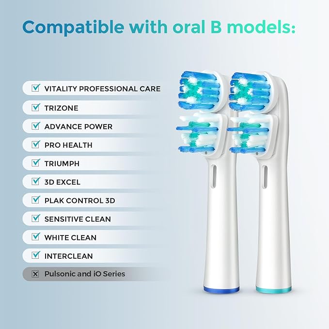 4 Pcs Double Heads Replacement Toothbrush Heads Compatible with Oral B Braun,Electric Toothbrush Heads Refill for Pro 500/1000/1500/3000/7000/8000/9600