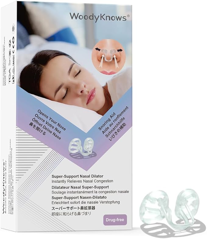 WoodyKnows Super-Support Nasal Dilator, Improves Sleep and Sports Airflow, Nasal Congestion and Nose-Related snoring aid (XS 4Pack)