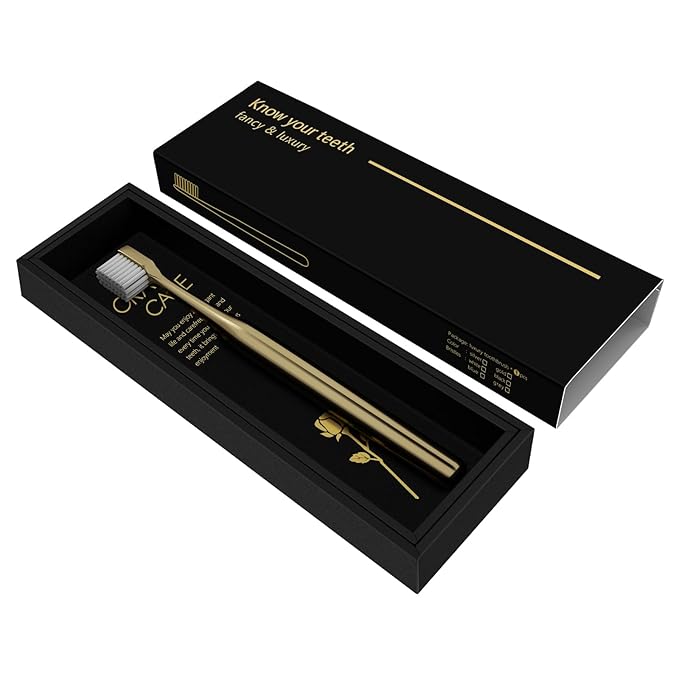 Z-VAPRESS Gold Color Toothbrush Soft Bristles Fancy Toothbrush Home Hospitality Travel Toothbrushes Luxury Gold Color Manual Toothbrushes