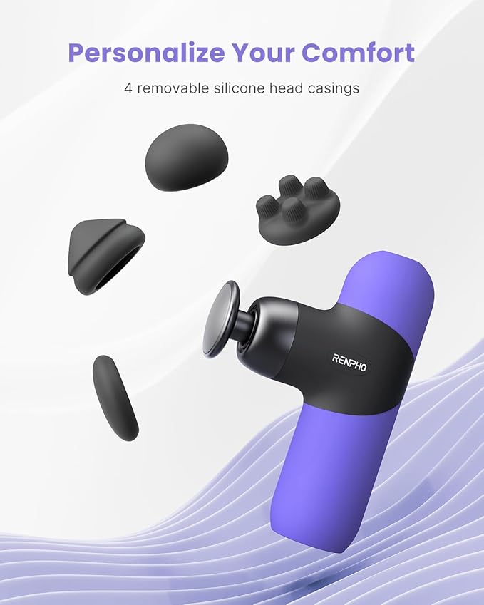 RENPHO Mini Thermal Massage Gun with Heat, FSA Eligible HSA, Valentines Birthday Gifts for Women Men, Portable Deep Tissue Percussion Massager, Color Silicone Sleeves Travel Size with Carry Case