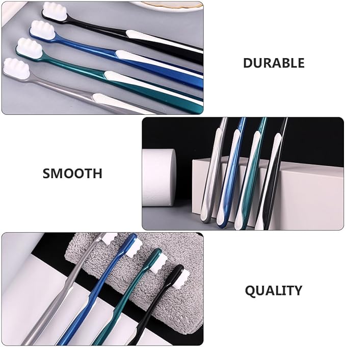 4pcs Japanese-Style Large Head Toothbrushes for Adults Soft Bristle Handheld Tooth Cleaning Tools with Flexible Bristles for Plaque Removal and Gum Care Random Colors Random Color