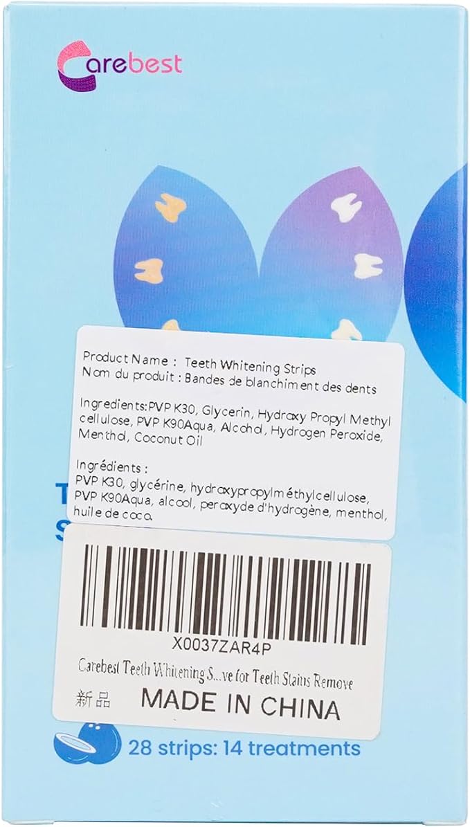 Teeth Whitening Strips - Professional White Strips for Sensitive Teeth Whitening Kit, Enamel Safe Coconut Whitener Strip for Teeth Whitening, Effective for Teeth Stains Remove (28 Strips)