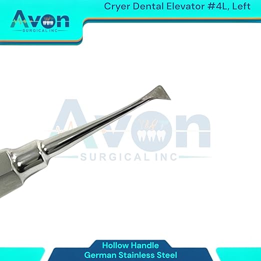 Root and Tooth Extraction Dental Cryer Elevator Pick, Sharp Angled Tip, Color-Coded Handle Ends | Autoclave-Safe German Stainless Steel Dental Instruments (1, #4L Cryer - Gold End)