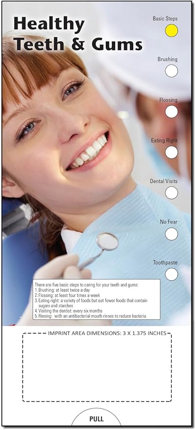 ZOCO - Healthy Teeth & Gums Slide Chart - Custom Promotional Item (Pack of 250) - Oral Health Care Guide - Dentists, Dental Hygienists Handout, Brochure, Pamphlet - 3.75 x 8.5 in.