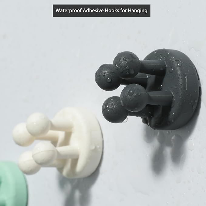 Razor Holder Shaver Hook Hanger Stand - 4Pcs Silicone Toothbrush Holders for Shower Wall Mounted Self Adhesive Cute Utility Bathroom Kitchen Organizer Storage Hook for Hanging Loofah Towel Tooth Brush