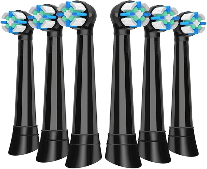 6 Count IO Replacement Heads Compatible with Oral B IO 2/3/4/5/6/7/8/9/10 Series Electric Toothbrushes, Medium Softness Brush Heads Compatible with Oral B iO for Teeth and Gums Care (Black)
