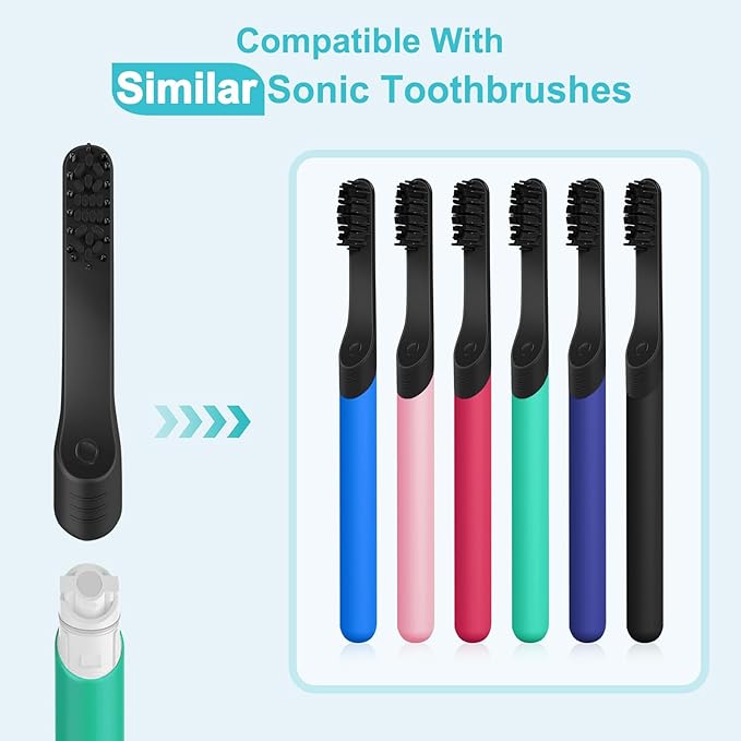 Toothbrush Replacement Heads Compatible with Quip Sonic Toothbrushes - Adult Refill Electric Toothbrush Heads, Black, Pack of 4