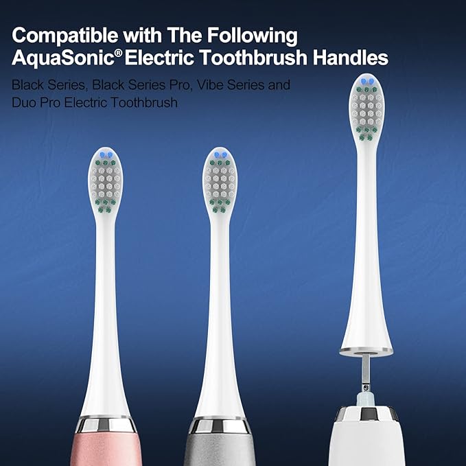 Replacement Toothbrush Heads for AquaSonic Black Series, Vibe Series, Black Series Pro,and for Duo Pro Electric Toothbrush White, Pack of 10