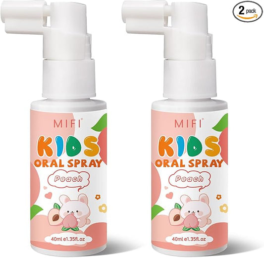 PEGO Kids Oral Spray, Toddler Toothpaste Helper for Fresh Breath,Fruit-Flavored & Portable, for Baby's Daily Oral Care (2Pack, Peach)
