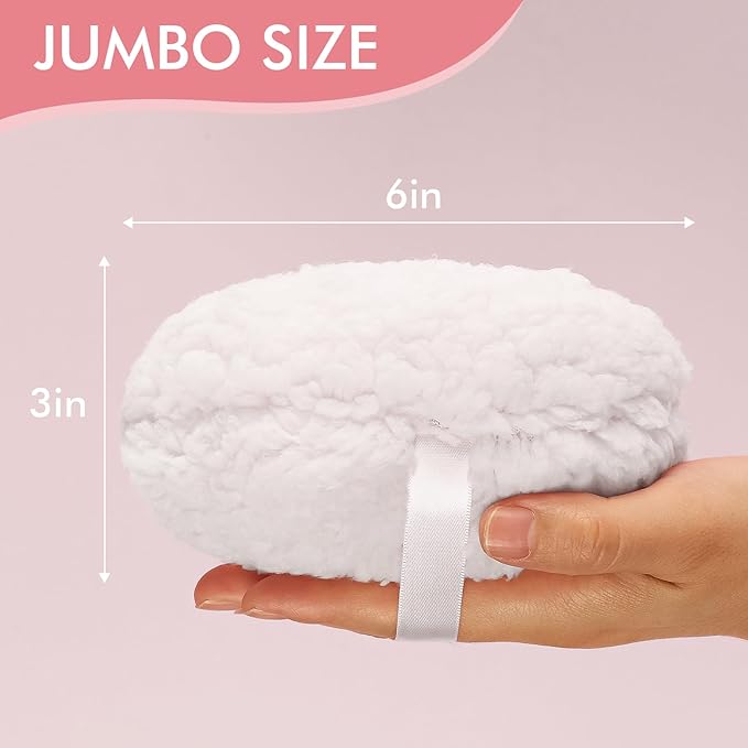 WSYUB Powder Puff, 6 Inch Extra-Large Powder Puff for Body Powder, Body Powder Puff, White
