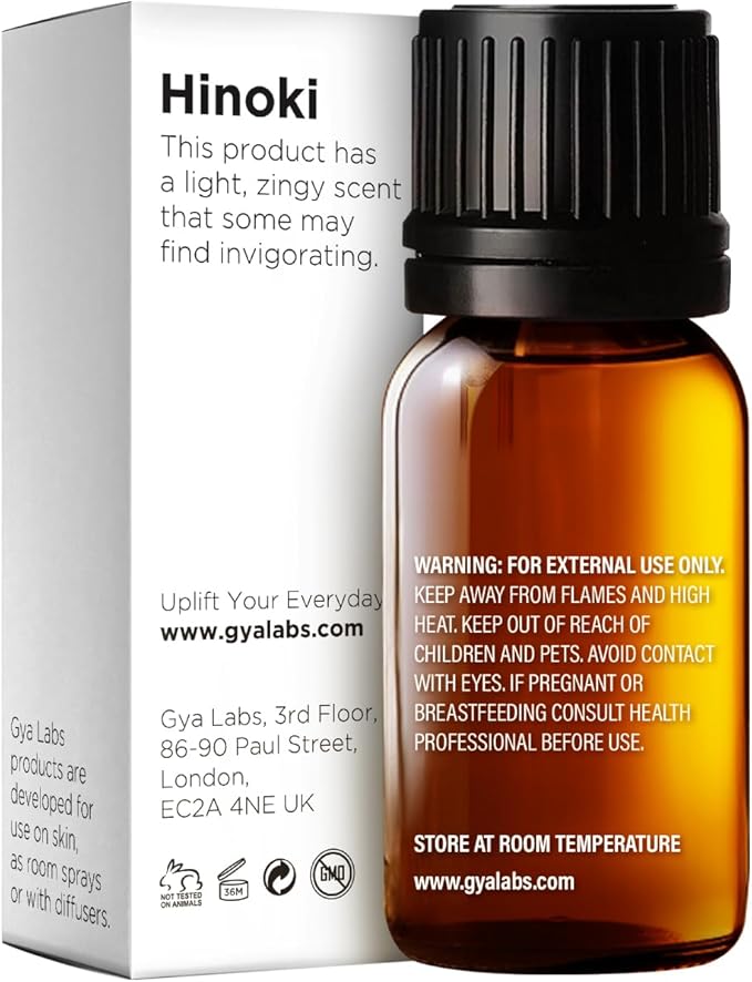 Gya Labs Hinoki Essential Oil - 0.34 Fl Oz - for Hair, Skin, Diffuser, Aromatherapy & DIY Candle Making Scent