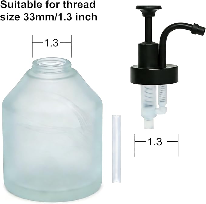 Soap Dispenser Pump Head, Replacement for 1.3in (33 mm) Neck Size Bottles, Rust Proof & Leak Proof for Soap Lotion Bottle Upcycling (Black)