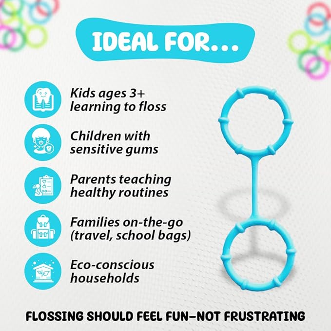 Floss for Kids | Soft Reusable Silicone Flossers for Children | Multicolored | Suction Cup | Safe, Gentle, Easy Grip (9)