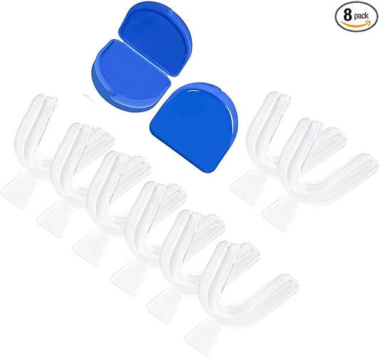 8psc Teeth Whitening Trays Kits Mouth Trays & 2 Tooth Boxes, Thermoform Moldable Whitening Teeth Tray, Oral Care Thin Moldable Mouth Tray Kit Tools for Whitening