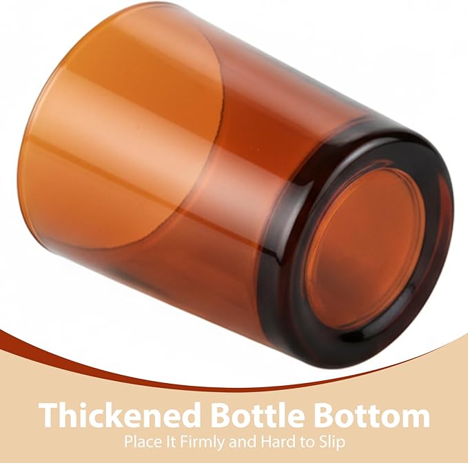 Amber Glass Toothbrush Holder, Glass Toothbrush Cup with Foam Protector, Bathroom Organizer for Vanity Countertop 9x8 cm
