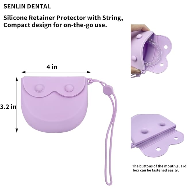 1PC Silicone Retainer Case with Lanyard, Cute Vent Holes Denture Box, Mouth Guard Case Travel Holder for Girls, Women, Men (Pink with Lanyard)