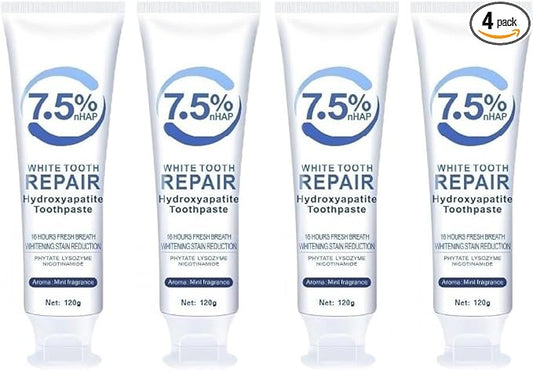 7.5% Hydroxyapatite Toothpastes for Enamel Protection & Tooth Strengthening, 7.5% Hydroxyapatite Toothpaste White Tooth Repair, Fluoride-Free Formula with Gentle Mint, Fresh Breath (4)