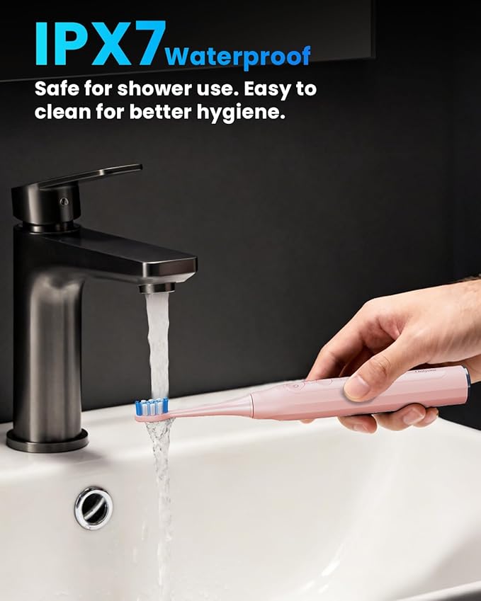 Onlyone Sonic Electric Toothbrush for Adults, Rechargeable Ultrasonic Electric Toothbrush with 8 Brush Heads, Travel Case, Charging Base & Wireless Charging - 5 Modes with Smart Timer