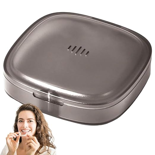 Retainer Case with Vent Holes PCTG Mouth Guard Case with Magnetic Closure Portable Transparent Grey Mouthguard Container for Home, Office, Travel Mouth Guard