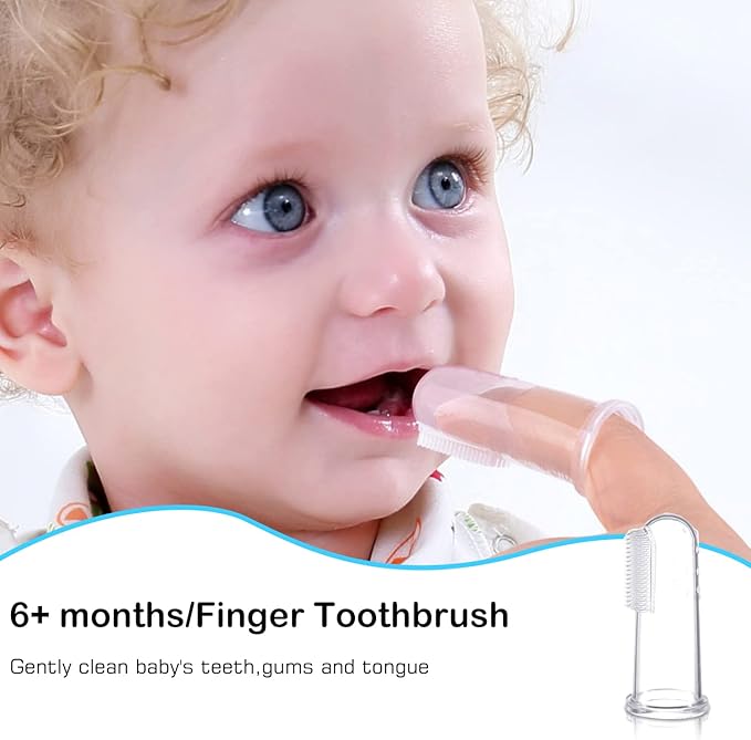 6 in 1 Baby Training Toothbrush Set - Infant to Toddler Toothbrush Oral Care Toothbrush - Food Grade Silicone,Extra Soft Bristles,Perfect for 6+,12+,24+ Months