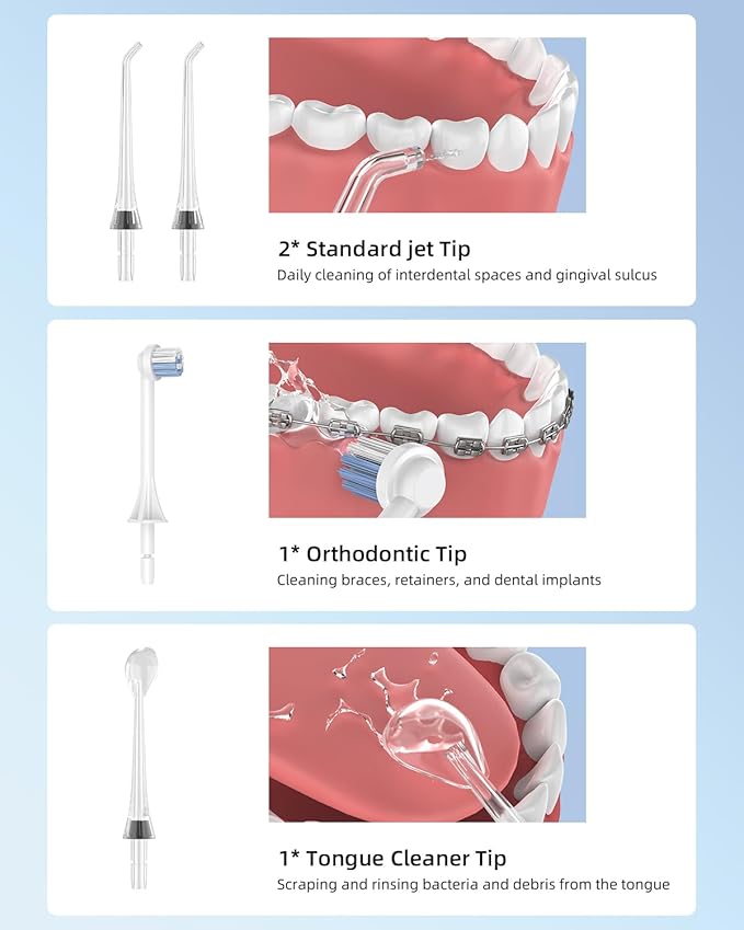 Water Dental Flosser, 300ML Cordless Oral Irrigator Rechargeable Dental Flosser Picks with 9 Levels 5 Jet Tips,IPX7 Waterproof Teeth Cleaner for Braces Gum Care (Black)