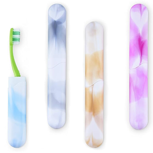 4 Pack Elite Travel Toothbrush Case with Drainage Holes – Portable, Breathable Plastic Toothbrush Holders Travel Covers – Ideal for Camping, Trips & Daily Use – Assorted Colors