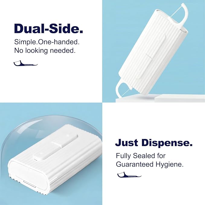 3 Bags of Dental Floss Picks & Dental Floss Case: Pop-Up Floss Pick Dispenser and Refill Bags, Portable Travel Organizer Case & Bulk Dental Floss Picks for Home and Travel Teeth Cleaning, Green