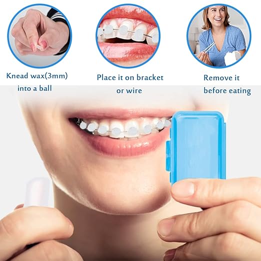 Braces Orthodontic Wax Dental Ortho Wax for Teeth Braces Invisalign, Unscented, 6 Pack