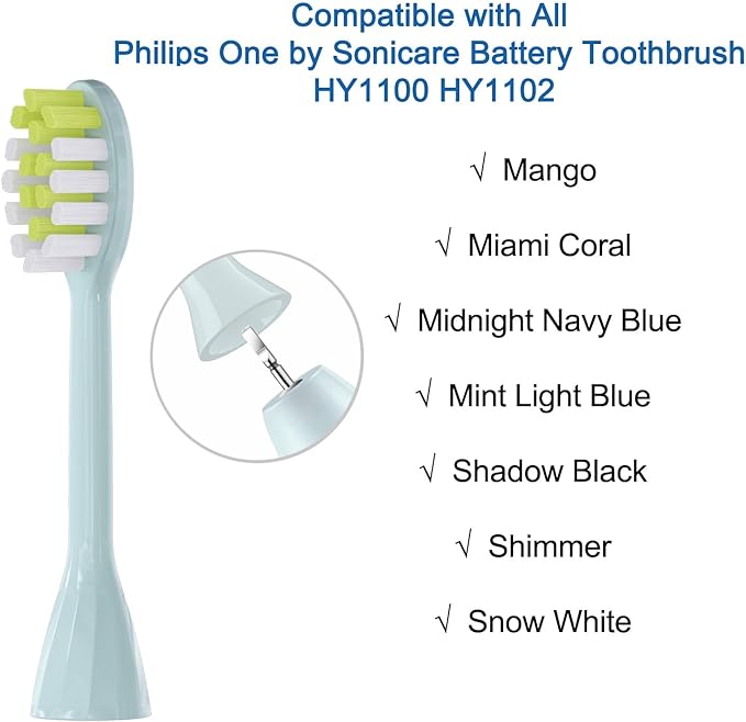 One Series Replacement Toothbrush Heads Pisonicleara Compatible with sonicare Philips One Series BH1022/03 HY1100/02 HY1102 (8-pc) Battery Brush, Mango Snow White Travel Refill (one-Mint)