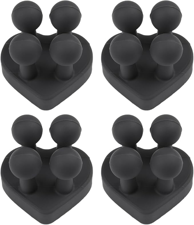 4 pcs Silicone Waterproof self Adhesive Toothbrush Holder,Multi-Function Wall Mounted Single Hook Plug Holder for Toothbrush Razor and Small Items for Bathroom Kitchen Living Room Office (Black Heart)