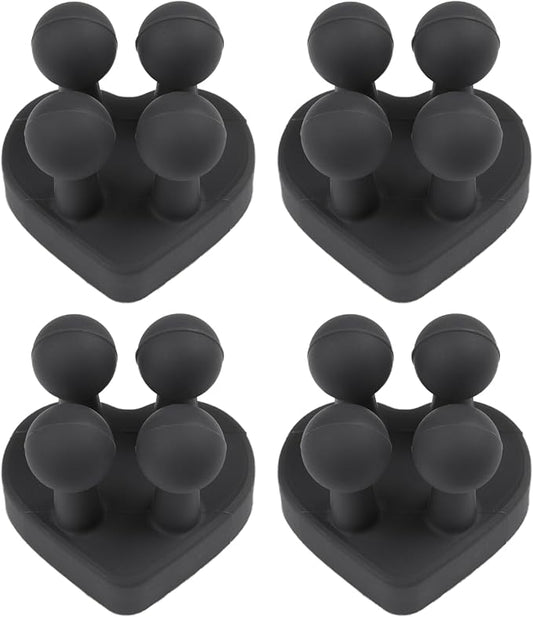 4 pcs Silicone Waterproof self Adhesive Toothbrush Holder,Multi-Function Wall Mounted Single Hook Plug Holder for Toothbrush Razor and Small Items for Bathroom Kitchen Living Room Office (Black Heart)