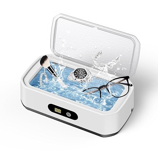 2025 Upgrade Large Capacity Ultrasonic Cleaner, 50Khz Ultrasonic Cleaner Machine with 5 Modes Timer for Glasses Dentures-304 Stainless Steel Tank,White & Black